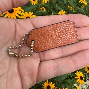 Coach New York Tan/Brown Pebbled Hang Tag